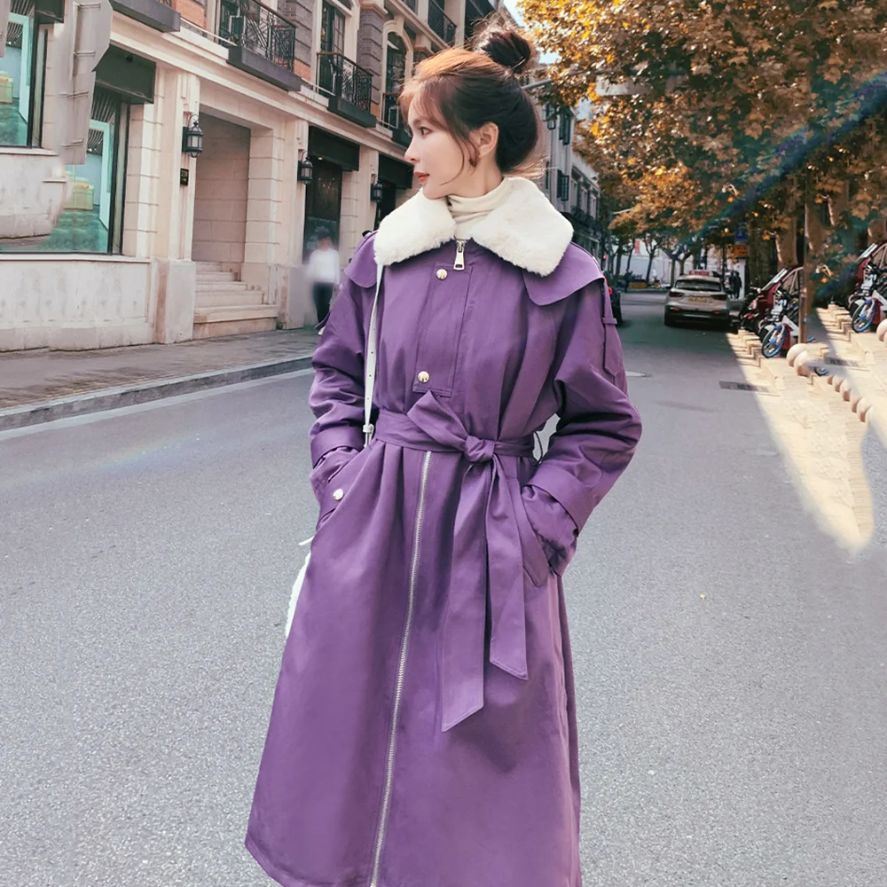 New Women Autumn Winter Long Cotton Padded Coat Fashion Turn-down Collar Velvet Lining Loose Parkas Coat Casual Thick Warm Coat