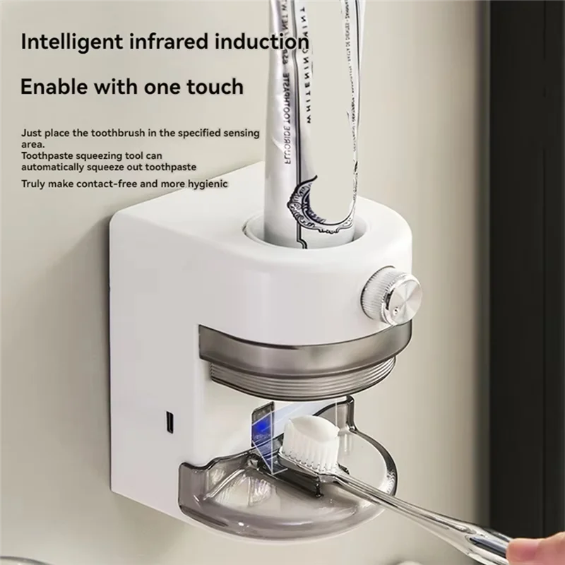 

Automatic Toothpaste Squeezer - Hands-Free, Wall-Mounted, Removable, Punch-Free For Easy Bathroom Organization