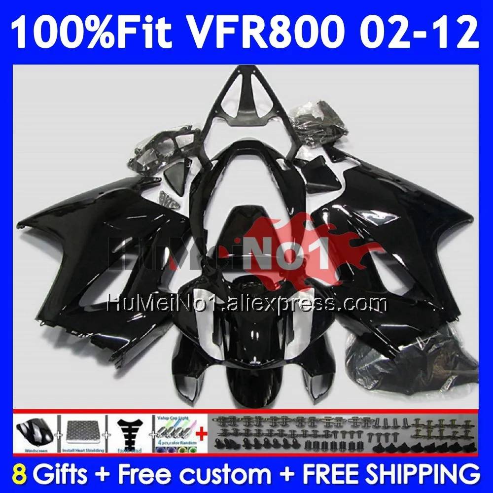 Interceptor For HONDA VFR800 VFR 800RR 800 RR 2002 2003 04 2005 2006 2007 46No.20 VFR800RR Glossy Black 08 09 10 11 12 Fairings