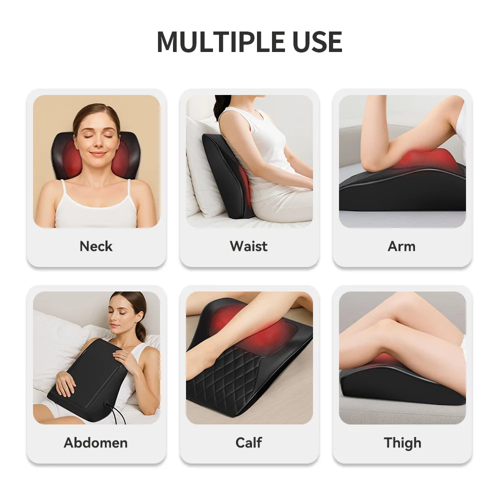 Jinkairui Electric Massage Pillow Shiatsu Kneading Multi-Function Full Body Massager for Neck, Shoulder, Waist, Home & Car