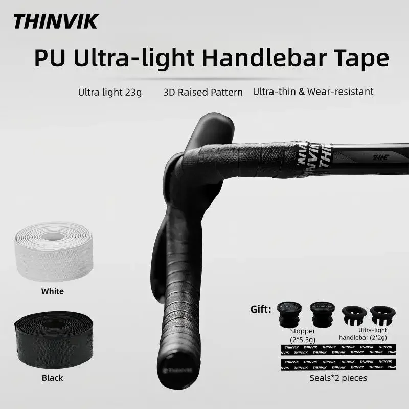 

Thinvik 23g Ultralight Bicycle Handlebar Tape 3D Convex PU Anti-slip Ultra-thin Wear-resistant Road Bike Bar Wrap for Cycling
