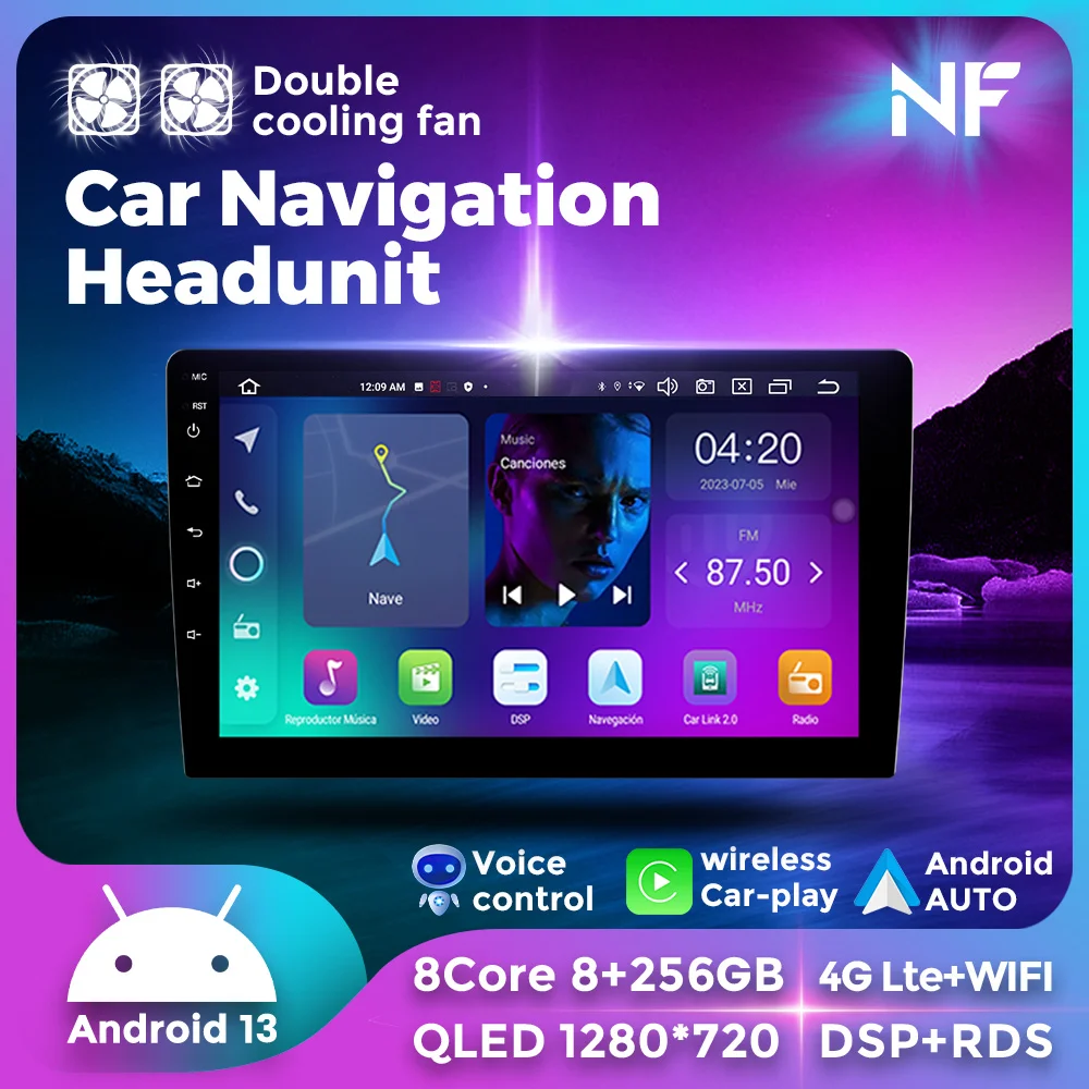 Navifly 2 din Carplay Android all in one auto Radio Player for Universal 9/10 inch screen car stereo 7862 navigation Head Unit