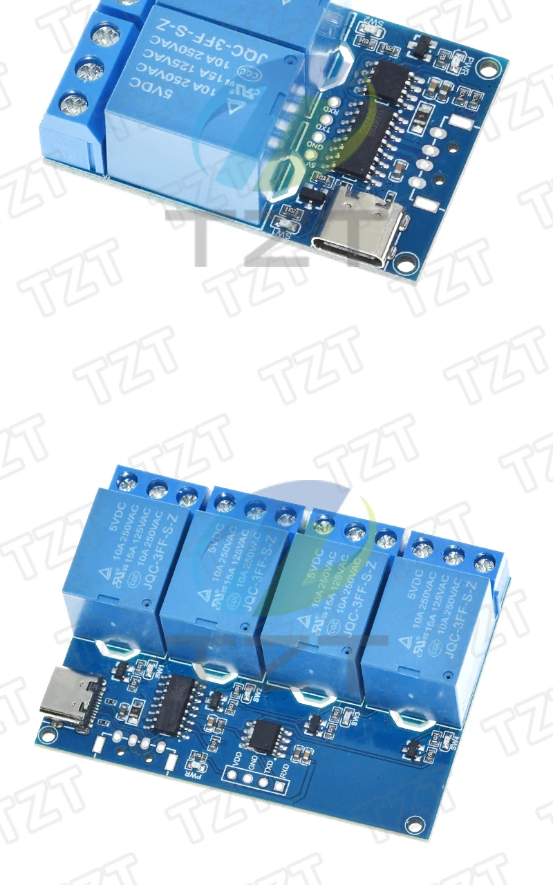 TZT 1/3 Stück LCUS-1/2/4-Wege USB-Relaismodul TZT Elektronischer Konverter USB Intelligenter Steuerschalter für Arduino – Detail 10