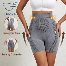 Flarixa Women Seamless Body Shaper Sports Shorts High Waist Tummy Control Fitness Yoga Quick Drying Running Cycling Shorts