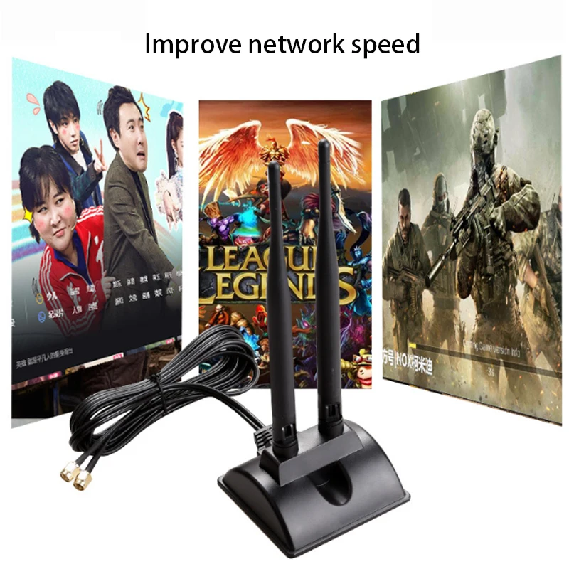 Antenne externe double bande 2.4G/5G pour carte réseau sans fil, extension SMA 6DBi AC/Humanity, amplificateur Wifi