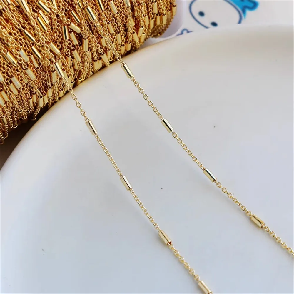 14K Gold-wrapped DIY Accessories Pipe Chain, Flat O Partition Chain, Loose Chain, Handmade Jewelry Material Necklace, Neck Chain