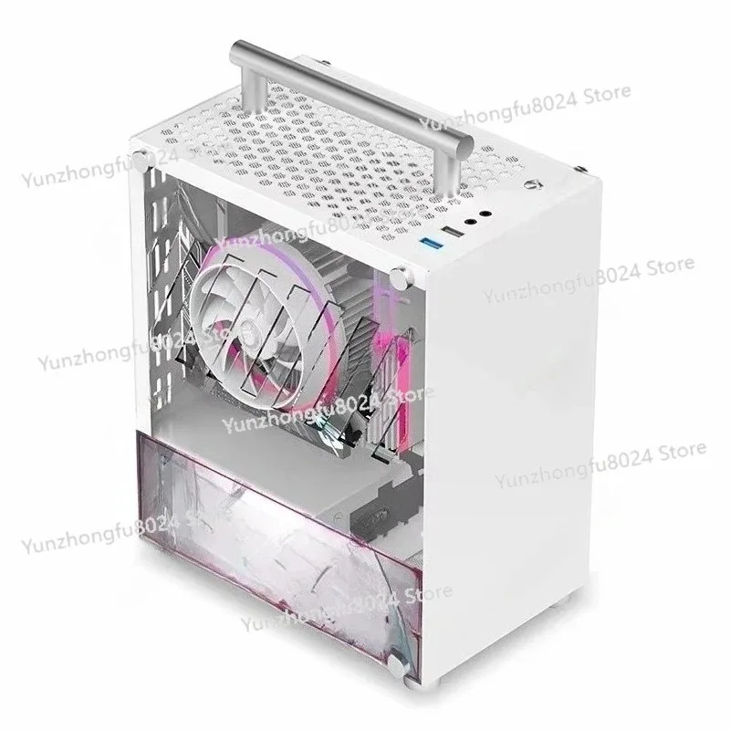 

T40 Mini ITX Chassis SFX Power Pink Blue Portable Desktop Side Transparent White Small Chassis