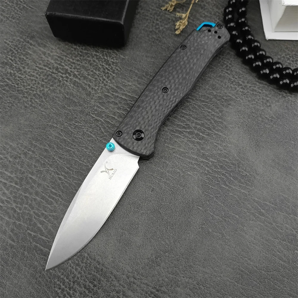 HUAAO BM 535 Bugout Folding Pocket Knife D2 Blade Carbon Fiber Handle Outdoor Tactical Knives Camping Hunting EDC Multitool