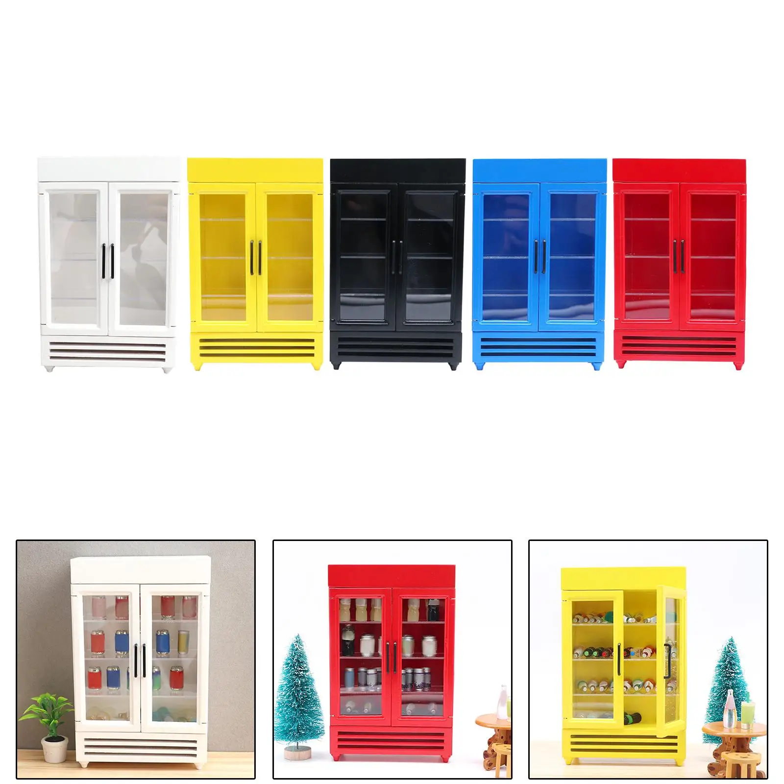 Miniature 1/12 Dollhouse Refrigerator Doll Kitchen Decor Accessories for Kids Scene Party Play Toys Toddlers