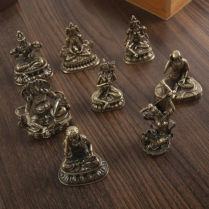 【ZYAA-1】1 pieza de estatua de Buda de cobre antiguo, figuras decorativas para el hogar y la oficina, estatua de Buda Tara verde tibetana china de latón retro