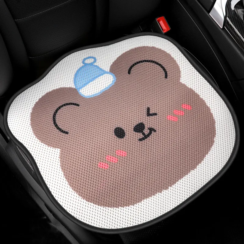 2022 New Cartoon Cute Bear Summer Cool Cushion Breathable Ins Fashion Goddess Ice Silk Car Seat Cushion Cover