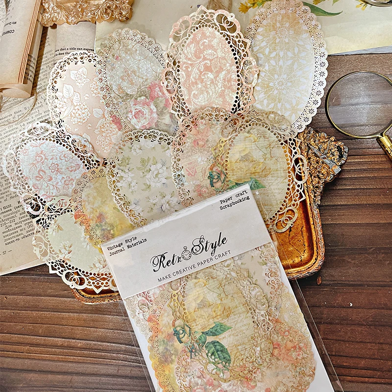 Panalisacraft Vintage Style Lace Doily Decorate paper pieces Scrapbooking paper pack handmade craft paper Background pad card