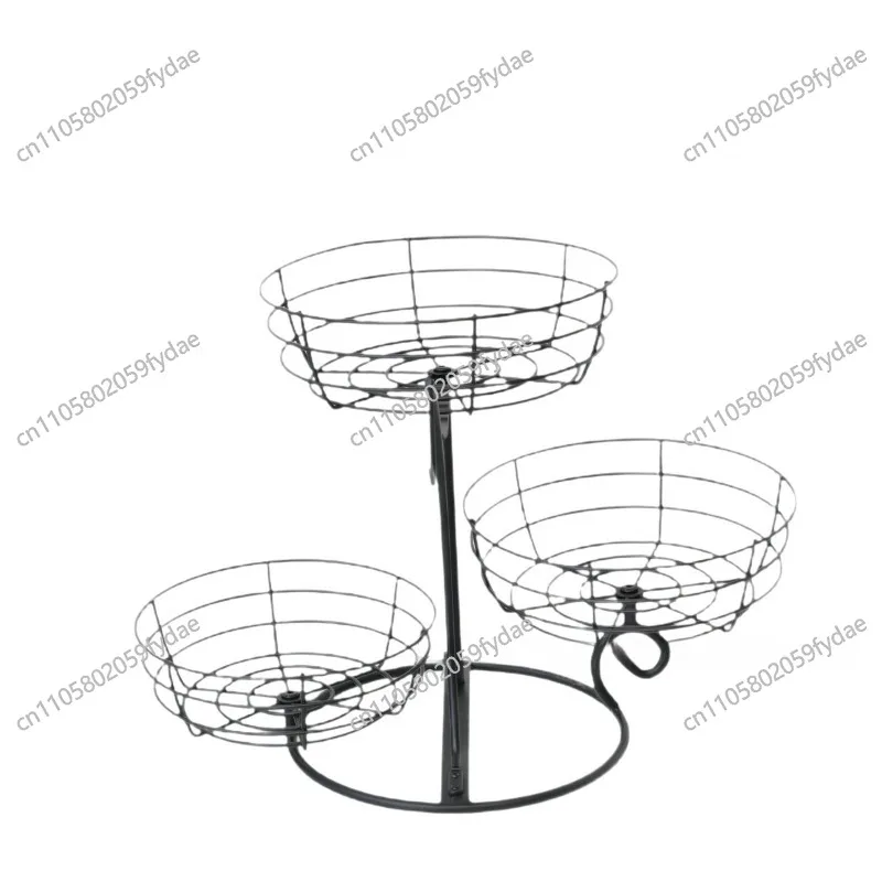Three-layer removable wrought iron storage fruit basket with banana hook