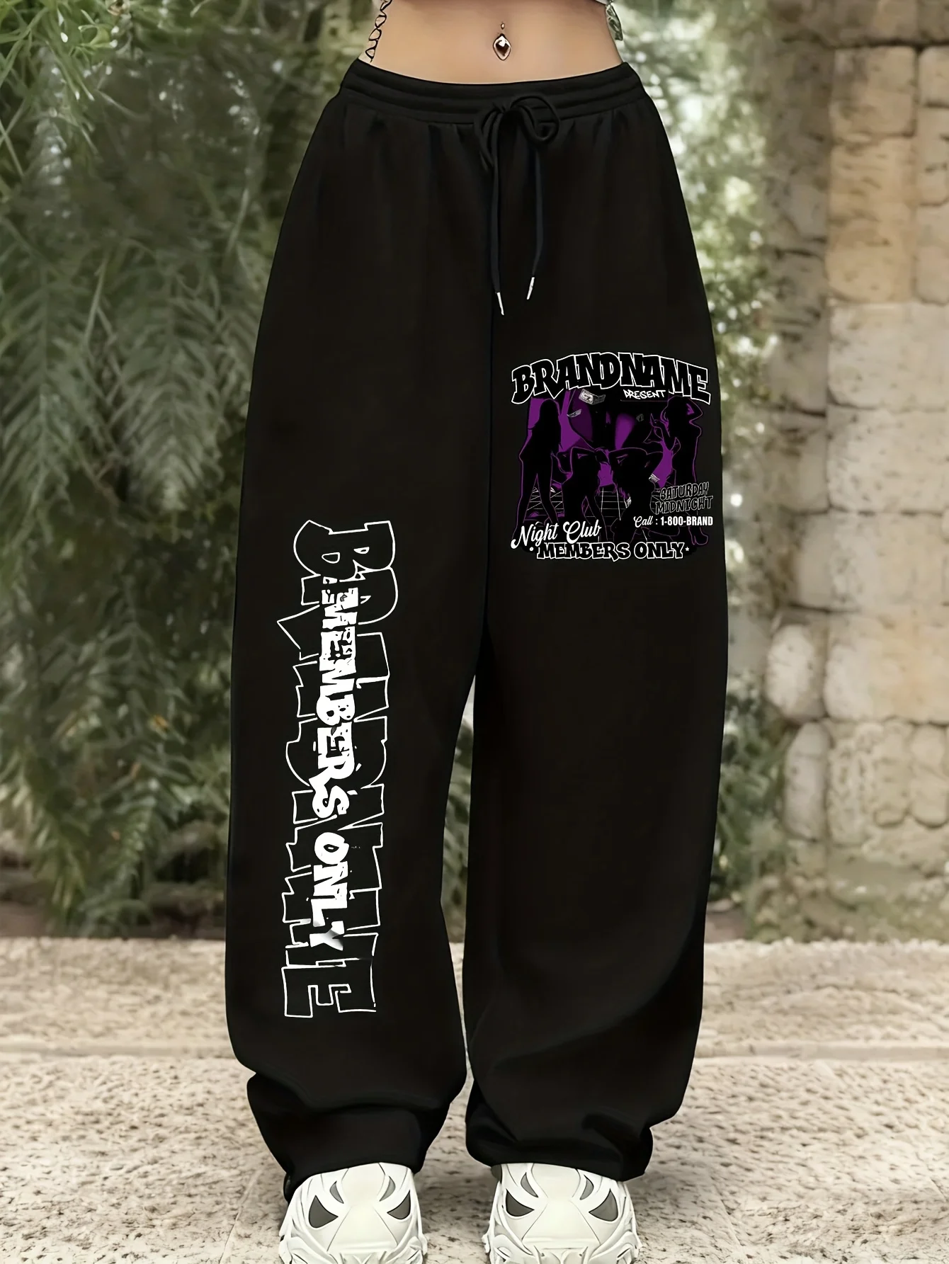 

Wide-leg straight-leg pants club print design breathable casual outfit - A must-have in your spring and autumn wardrobe