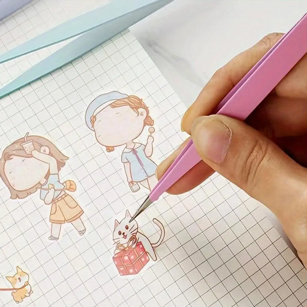 الفولاذ المقاوم للصدأ مستقيم منحني الملقط الملونة الوردي الأزرق الأرجواني DIY بها بنفسك ملقط رمش مسمار الفن ملصق الراين قطف أداة