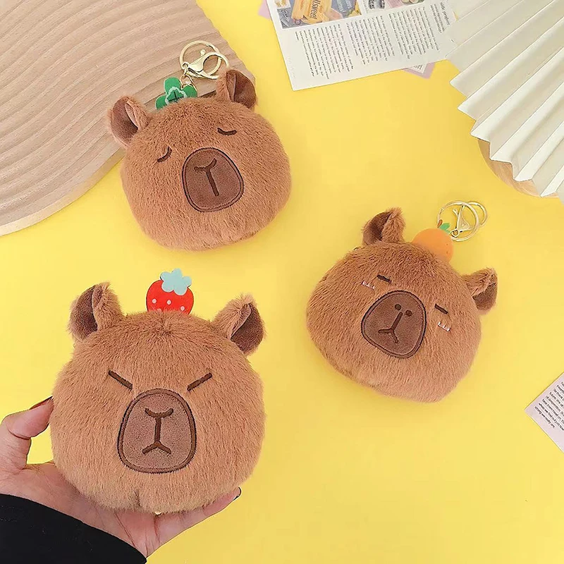 Capybara-monedero de felpa con dibujos animados para niños, monedero pequeño con cremallera, Kawaii, regalo de cumpleaños