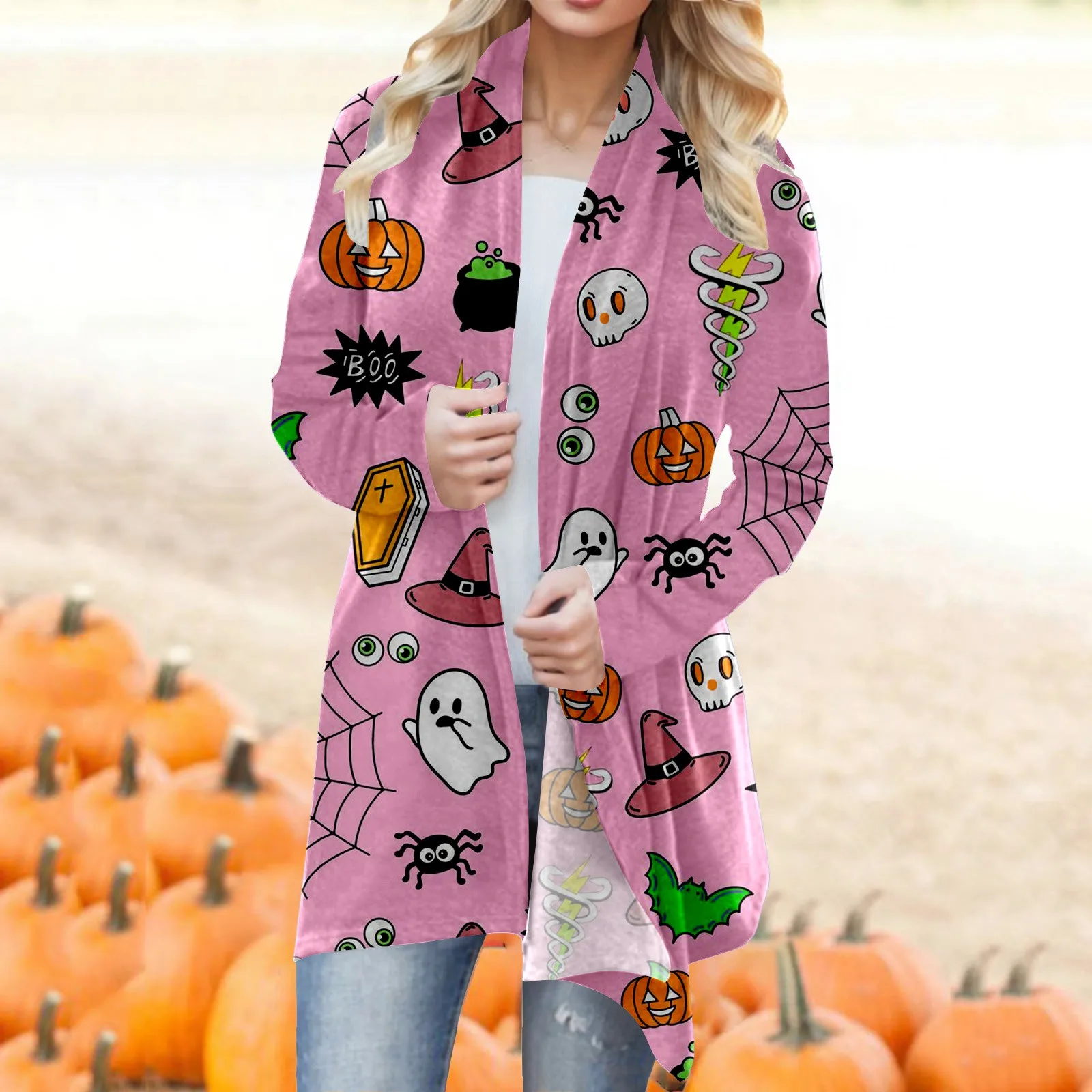 

Women's Halloween Print Casual Fashion Cardigan plus Size Fall Cardigan