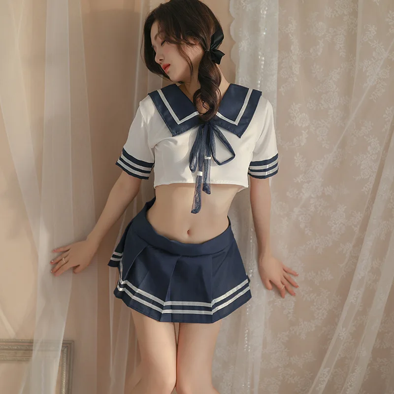 Women Sexy Cosplay Lingerie Student Uniform Anime School Girl Erotic Costume Dress Women Miniskirt Outfit Short Top Sex Clothes