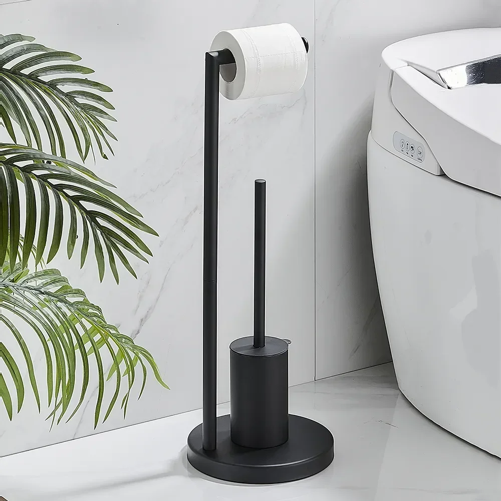 Golden Toilet Brush Holder with Toilet Paper Holder Stainless Steel Cleaning Tools Toilet Brushes Floor Standing Accesorio Baño