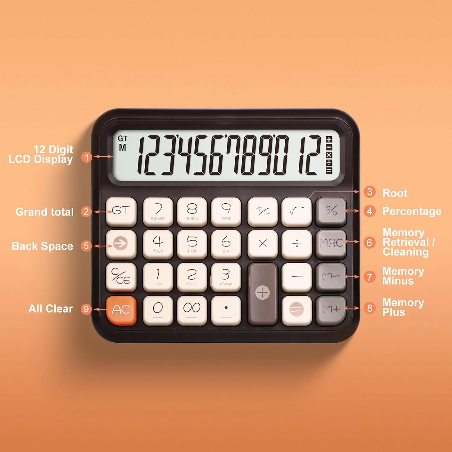Calculators Desktop 12 Digit,  Cute  Calculator with Extra Large LCD Display and Buttons, for Office, School,  Use