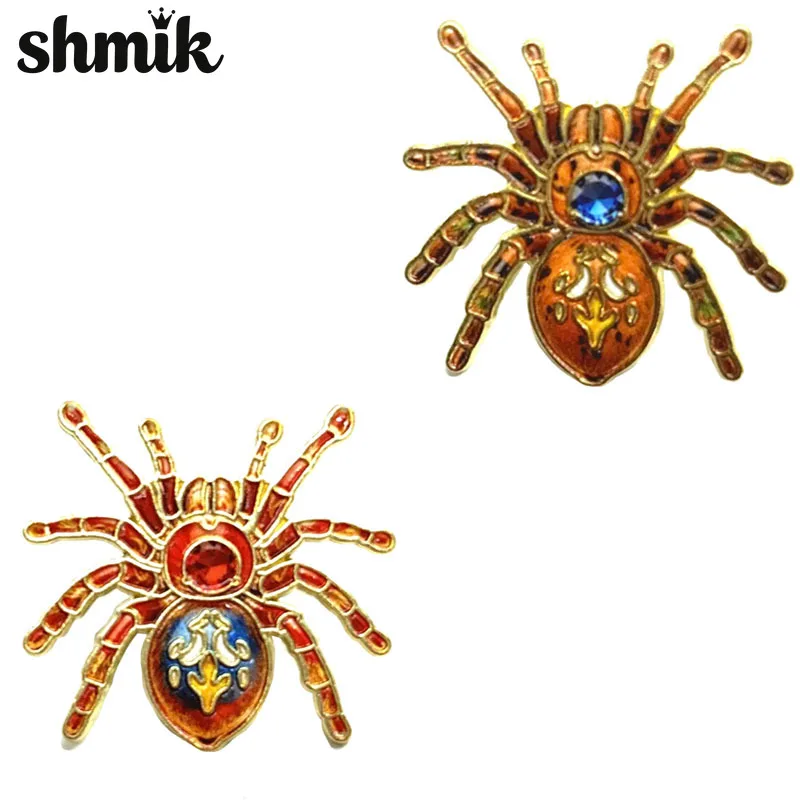 Vintage Enamel Tarantula Spider Brooch Arachnid Lapel Pin, Gothic Insect Costume Jewelry for Women Men Suit Coat Scarf Accessory