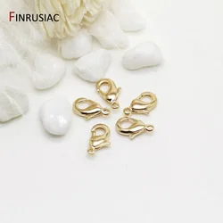 Wholesale 14k Real Gold Plated 10mm 12mm Lobster Clasps For Jewelry Making Handmade DIY Bracelets Necklace Clasp Fittings