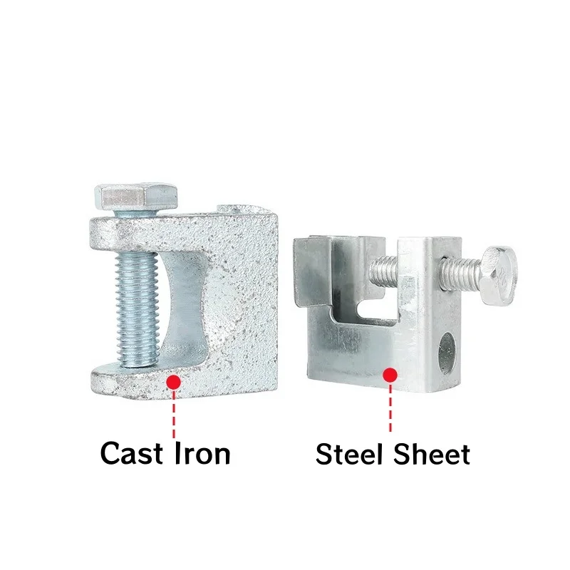 C-type Clamps Zinc Plated Cast Iron Lifting Fixture I-Beam Clamp Tube Slot Steel Pipe Clamp Heavy Sling Steel Cable Fittings