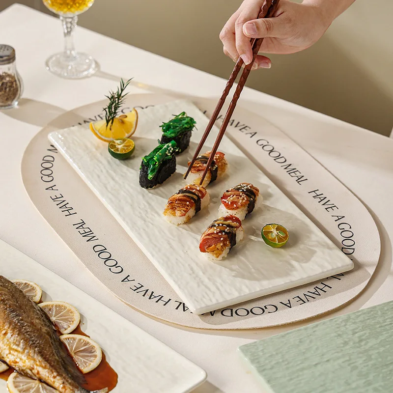 

Large Creative Ceramic Plates with Elegant Appearance, for Sushi, Fish, Trays and Steak, Premium Tableware