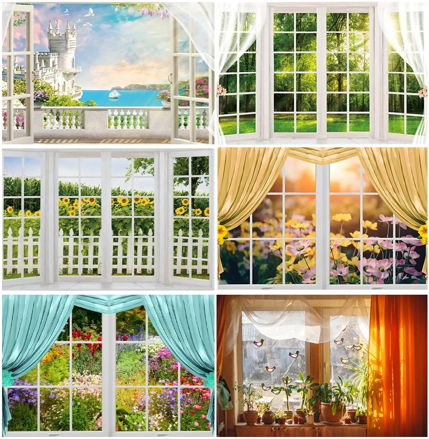 

Spring Natural Scene Backgrounds Photographic Trees Flowers Floral Curtain Garden Backdrops Sunshine Adult Portrait Banner