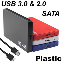 Carcasa de plástico USB 3,0/2,0 SATA HDD, carcasa de disco duro con puerto serie de 2,5 pulgadas y 2,5 pulgadas, compatible con portátil externo y móvil de 6TB