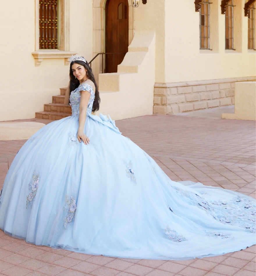 Personalizado blush rosa quinceanera vestidos de baile arco lantejoulas doce 16 15 vestido festa princesa vestidos de 15 anos yqd150