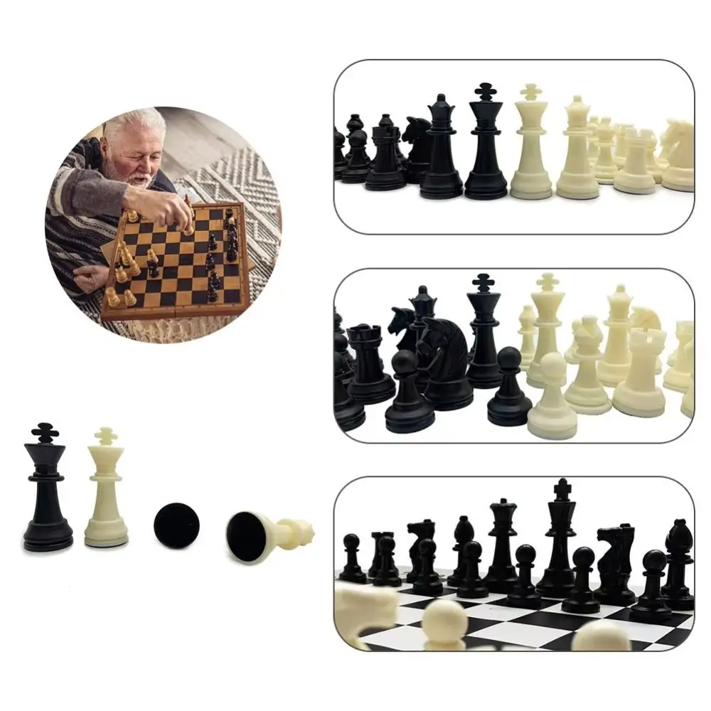 

32PCS Pawns International Black White Chess Standard Delicate Word Chess Set Education plastic Chess Game Standard Tournamen