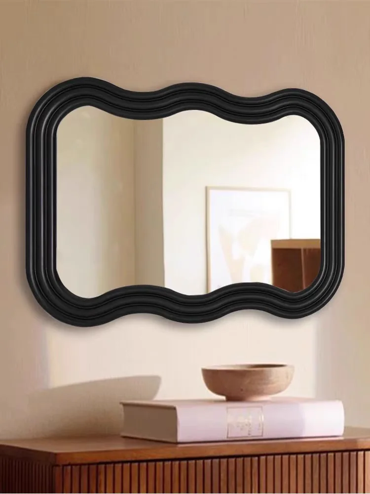 Nordic style mirror, bathroom wall-hanging, home bathroom mirror, irregular makeup mirror, special-shaped wall-mounted black van