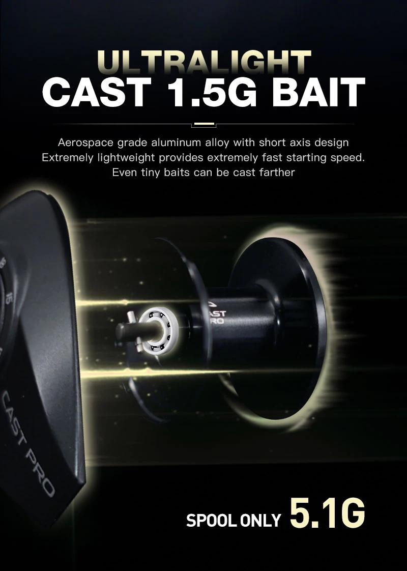 Seasir P-Series Cast Pro 145 g BFS Baitcasting Angelrolle Ultraleichter Metallrahmen 7,6:1 11+1BB Drag 6 kg Süßes Salzwasserangeln – Detail 7