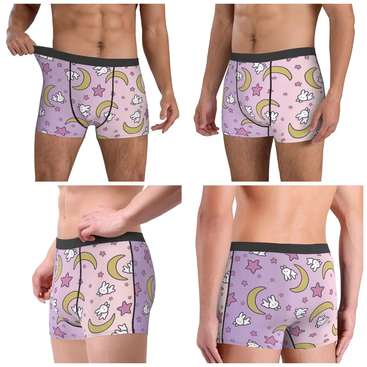 Boxer Underpants Shorts Sailor Moon - Usagi's Print Moon Bunny Panties Men Ventilate Underwear for Homme Man Boyfriend Gift