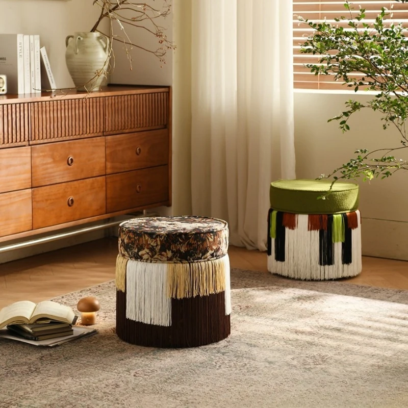 French medieval round stool fringed stool dressing stool sofa
