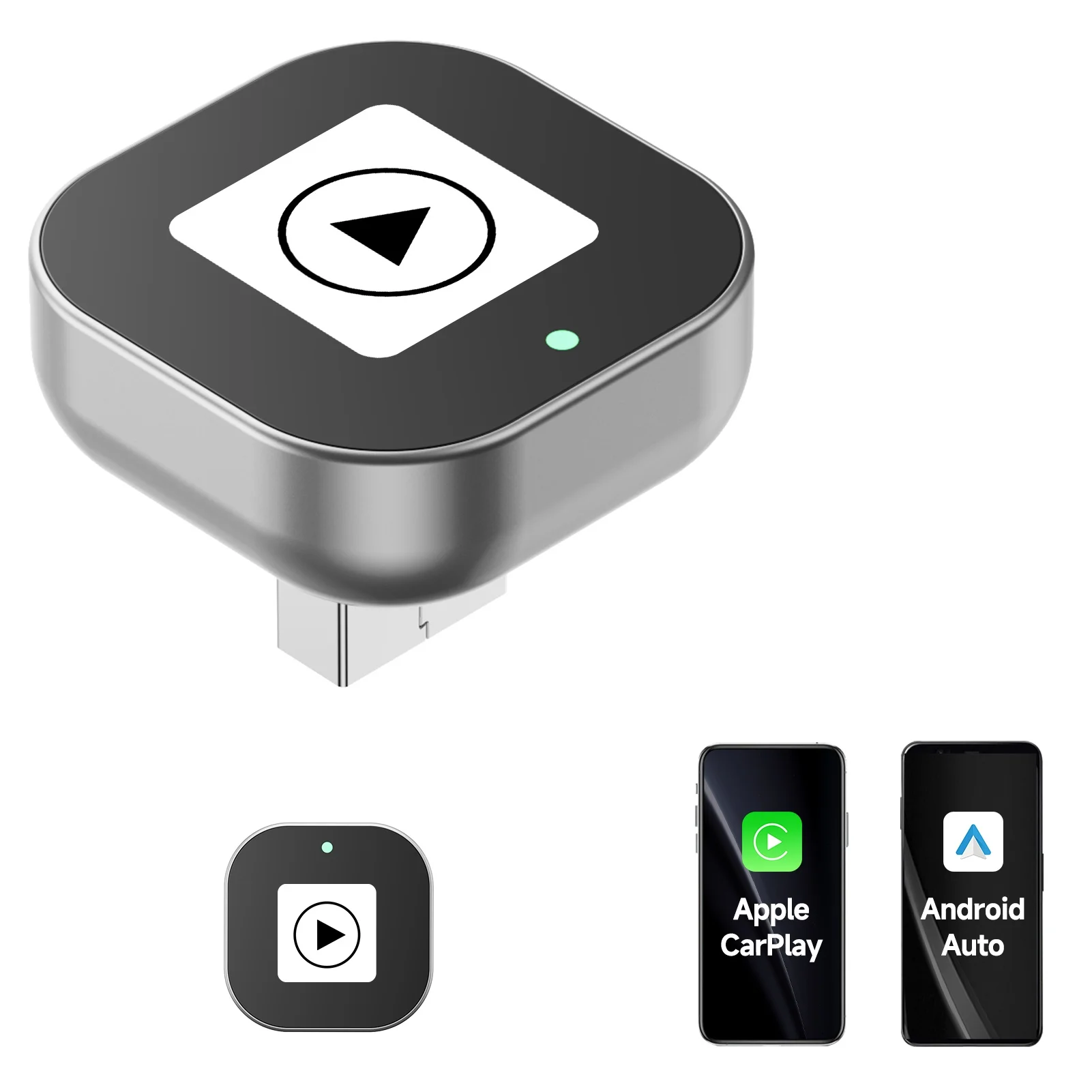 Adapter 2 w 1 przewodowy na bezprzewodowy CarPlay Plug & Plug Auto Connect Konwertuje do przewodowych samochodów Kompatybilny z CarPlay i telefonem z systemem Android AUTO