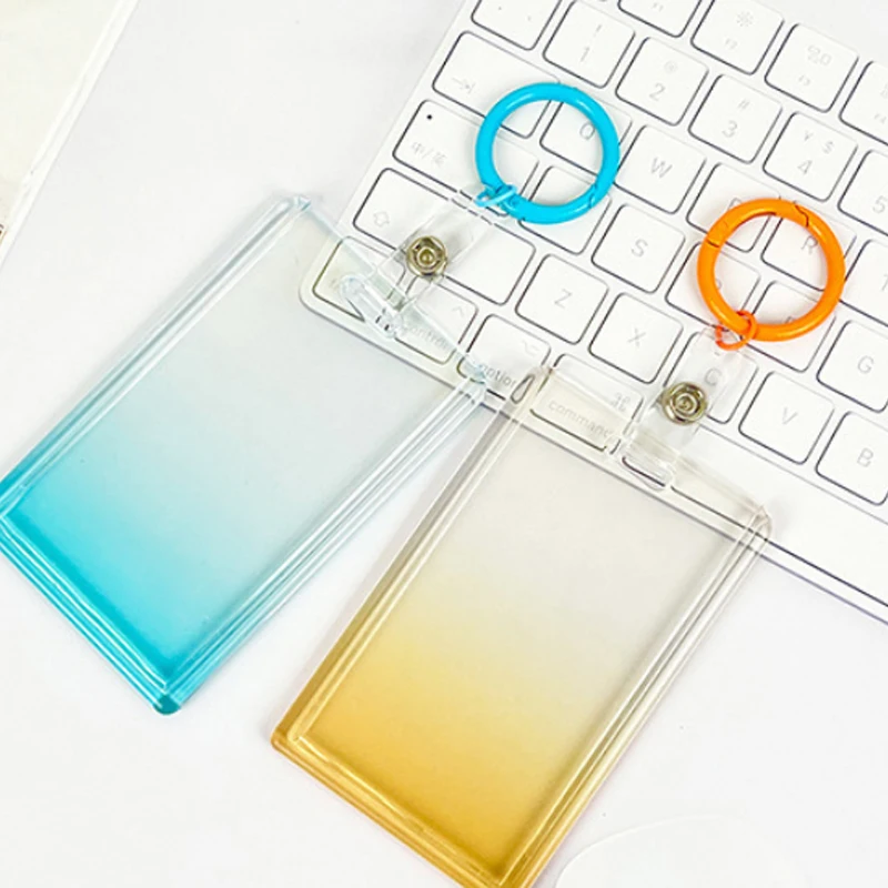 

Прозрачный держатель для карт DIY с градиентным эффектом, 3 дюйма, с клеевым креплением, для декорирования, чехол для студенческого проездного, защитный чехол для ID-карты, брелок-подвеска