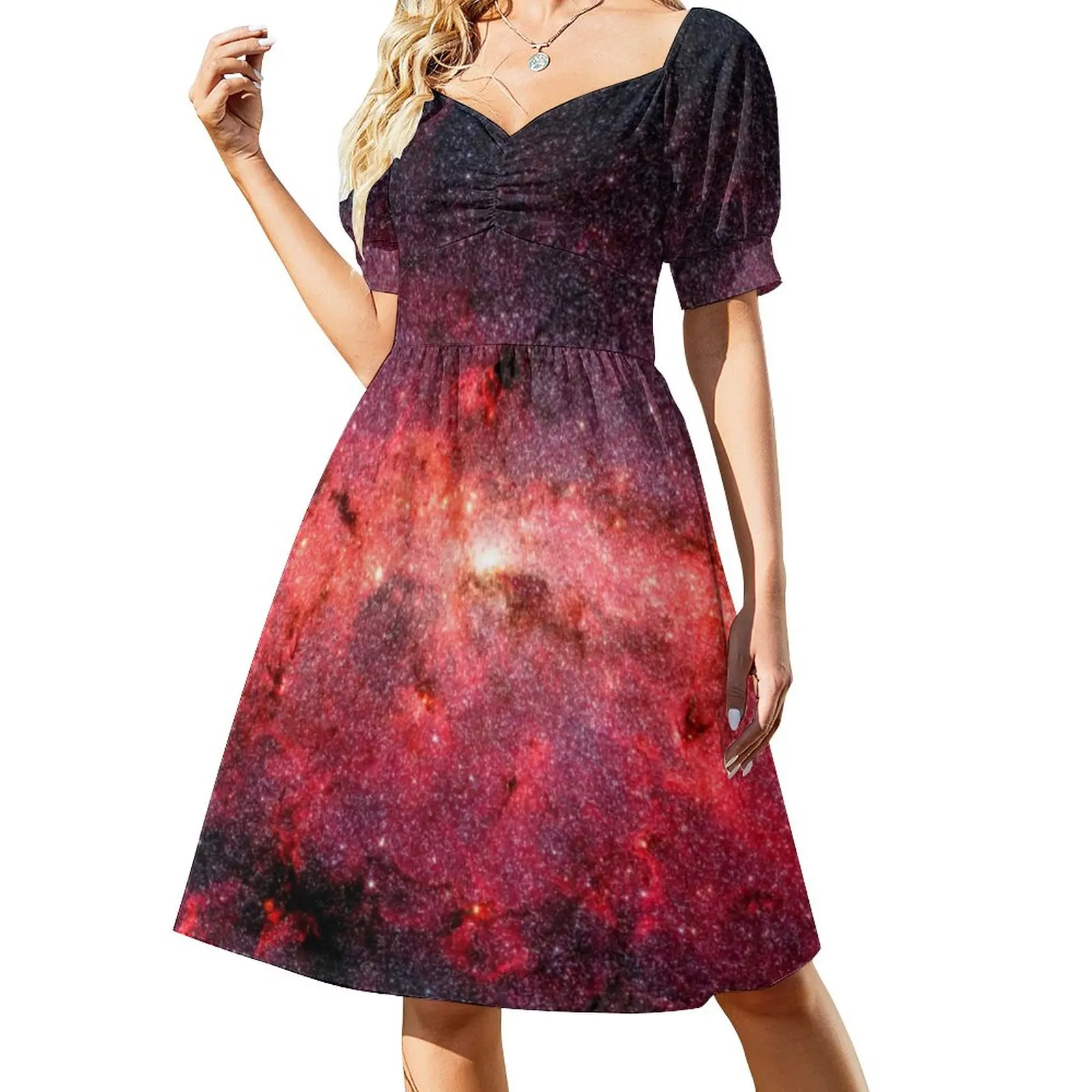 Colorful Night Sky Dress Sexy V Neck Milky Way Galaxy Elegant Dresses Women Stylish Print Oversized Casual Dress Birthday Gift