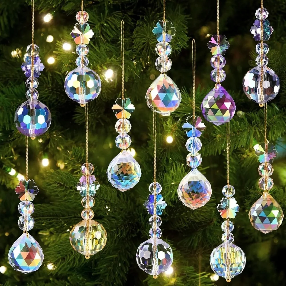 

12 Colorful Christmas For Crystal Ball Pendant Ornaments Glass Set for Tree Decoration Weddings Parties and Home Decor