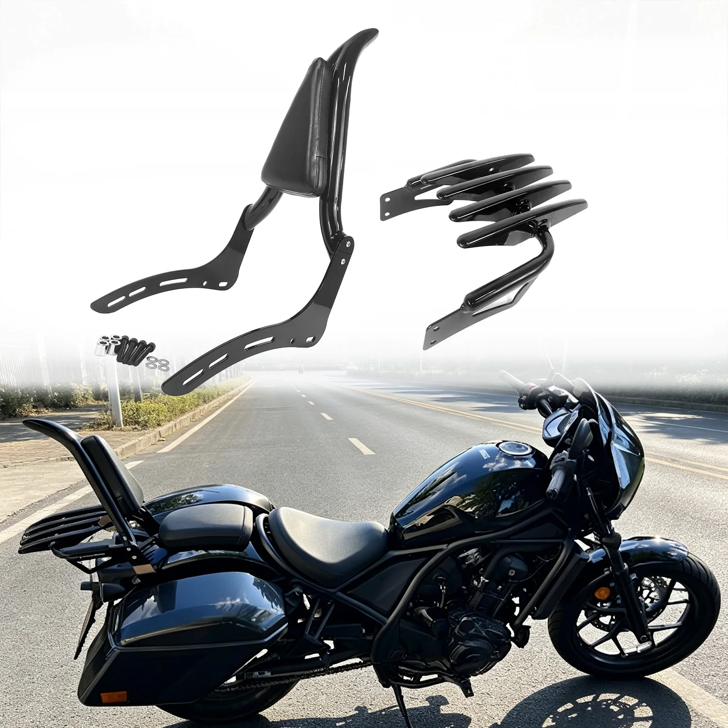 For Honda Rebel 300 500 CMX CM 300 500 Accessories Detachable Motorcycle Raer Backrest Sissy Bar With Luggage Rack