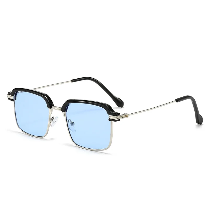 Neue Rechteckige Sonnenbrille Modischer Metallrahmen für Damen und Herren Quadratische Sonnenbrillen mit Farbverlauf für Reisen