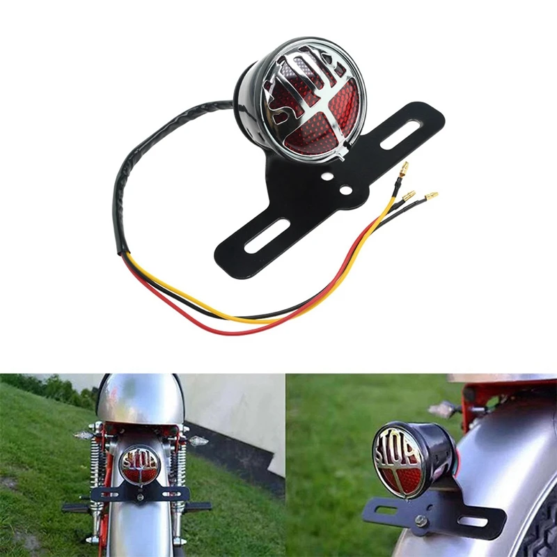 1 Piece Motorcycle LED Retro Taillight Miller Stop Tail Light Black Aluminum Alloy For  Chopper Bobber Cafe Racer