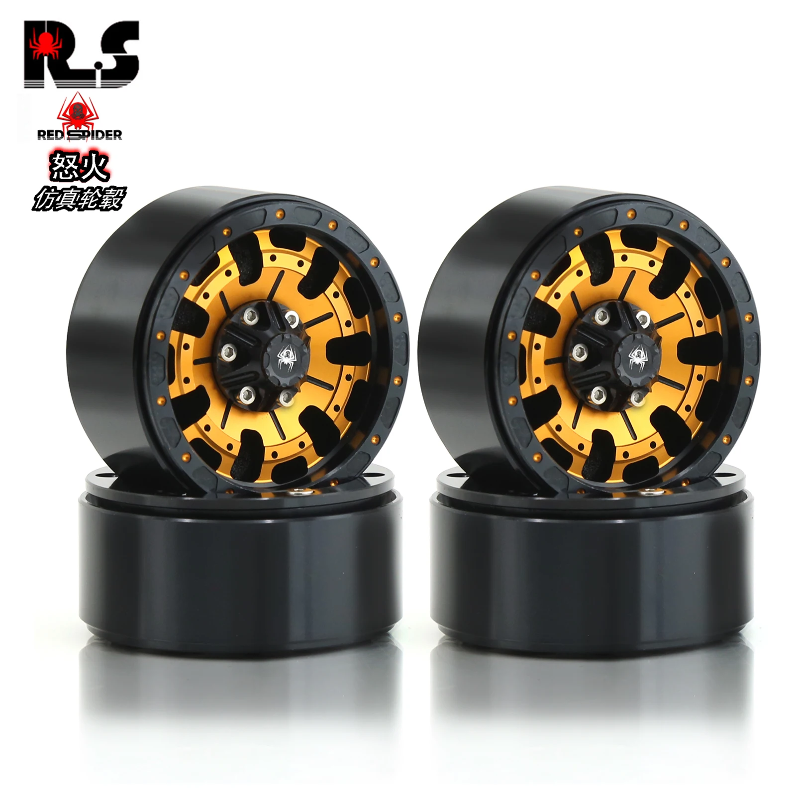 

RS 4Pcs CNC Aluminum Alloy 1.9 Beadlock Wheel Rim for 1/10 RC Crawler Car Axial SCX10 90046 AXI03007 TRX4 VS4-10 Redcat Gen8 R98