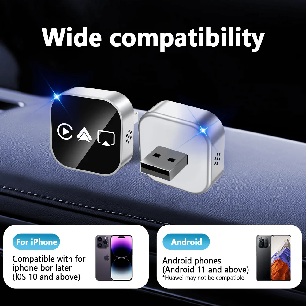 

2026 Plug&Play Automatic Connection Compatible with 99% of Cars for Car Radio NEW 4 in1 Wireless CarPlay AI
