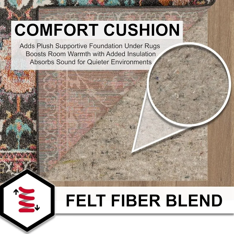 9' x 12' 3/8 Rug Pad 100% Felt Protective Cushion, Premium Comfort Underfoot – Safe for All Floors