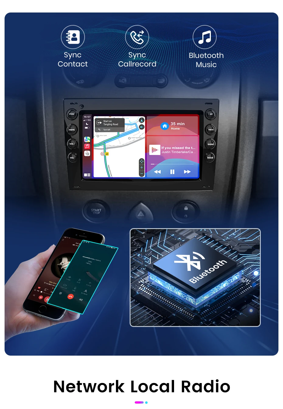 Junsun Wireless Carplay Android Auto Autoradio für Renault Megane 2 2008-2015 GPS Auto intelligente Systeme Smart Autoradio – Detail 17