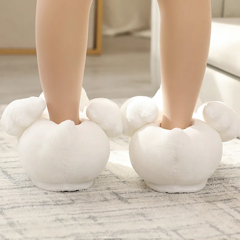 2023 Hot Winter Warm Couple Rubber Duck Cotton Shoes Plus Size Cartoon Cute Big White Goose Bag with Home Slippers Cotton Shoes