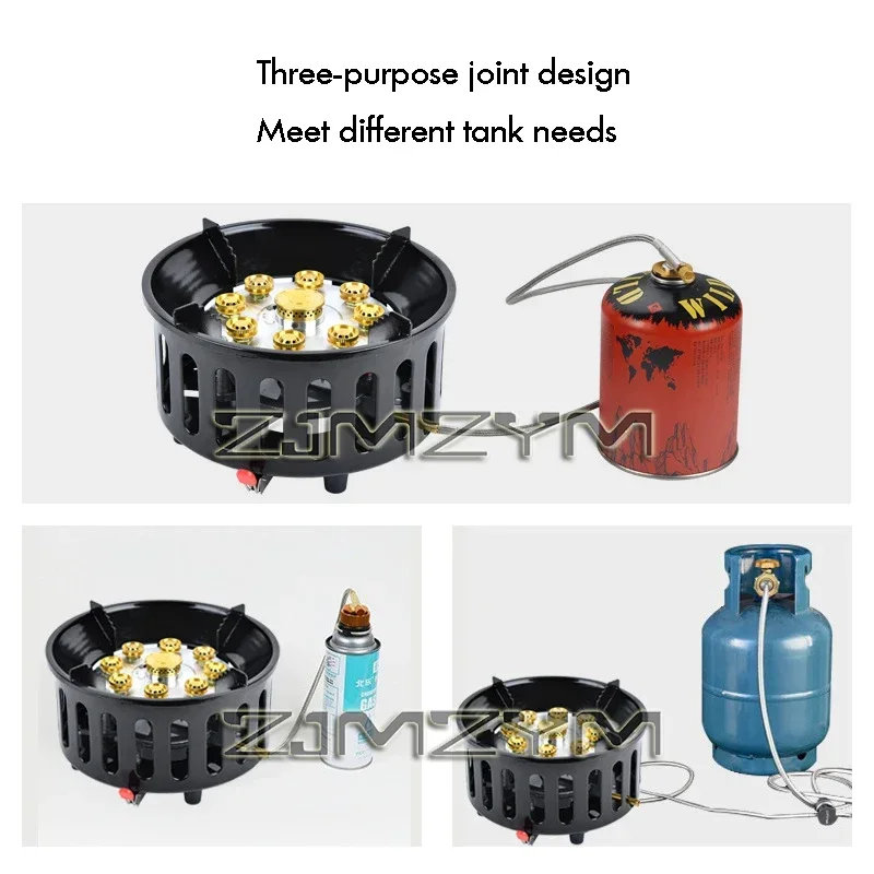 9Core Anti-Wind Gas Stove 21000W High-Power Tourist Camping Burner Adjustable Firepower Stove Electronic Ignition Cassette Stove - Image 4
