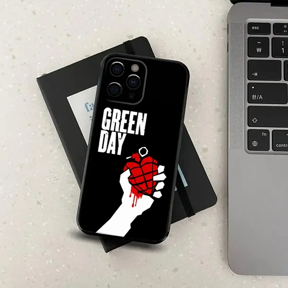 G-Green Day Band Phone Case For iPhone 16,15,14,13,12,11,Pro,X,XS,Max,XR,Plus,Mini Soft Black Cover